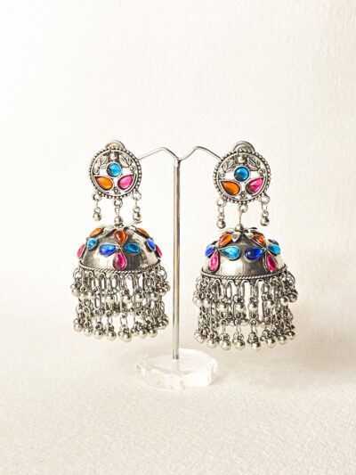 Jhumka Coin with multi color stone