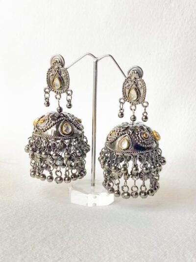 Jhumka black with golden stones