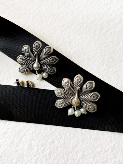 Brass Earring Dancing Peacock studs