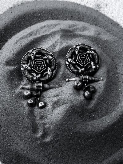 Brass Earring Fish circle Ghungroo studs