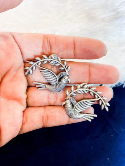 Brass Earring Sparow and leaves studs