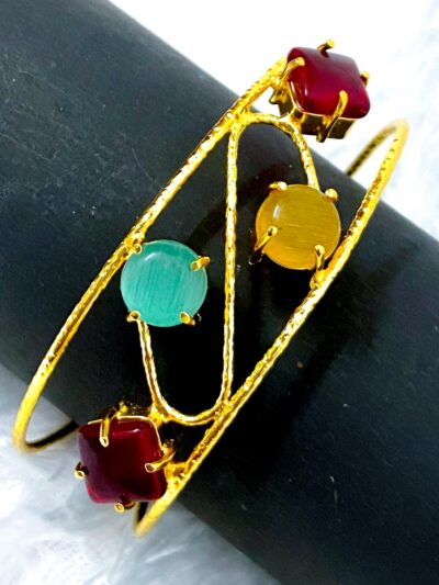 Golden bracelets with stones (multi color stones)