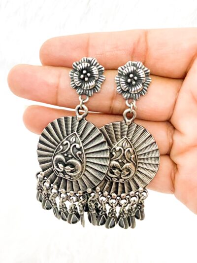 Brass Earring Coin leaf and flower