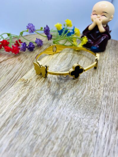 Golden plated Anti-Tarnish Bracelet (Butterfly, circle & Plus)