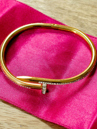 Nail Bangle Bracelet with Crystal Accents