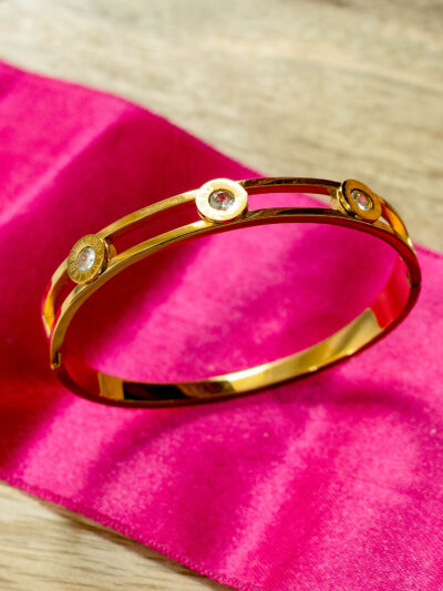 Roman Numeral Bangle Bracelet with Open Design