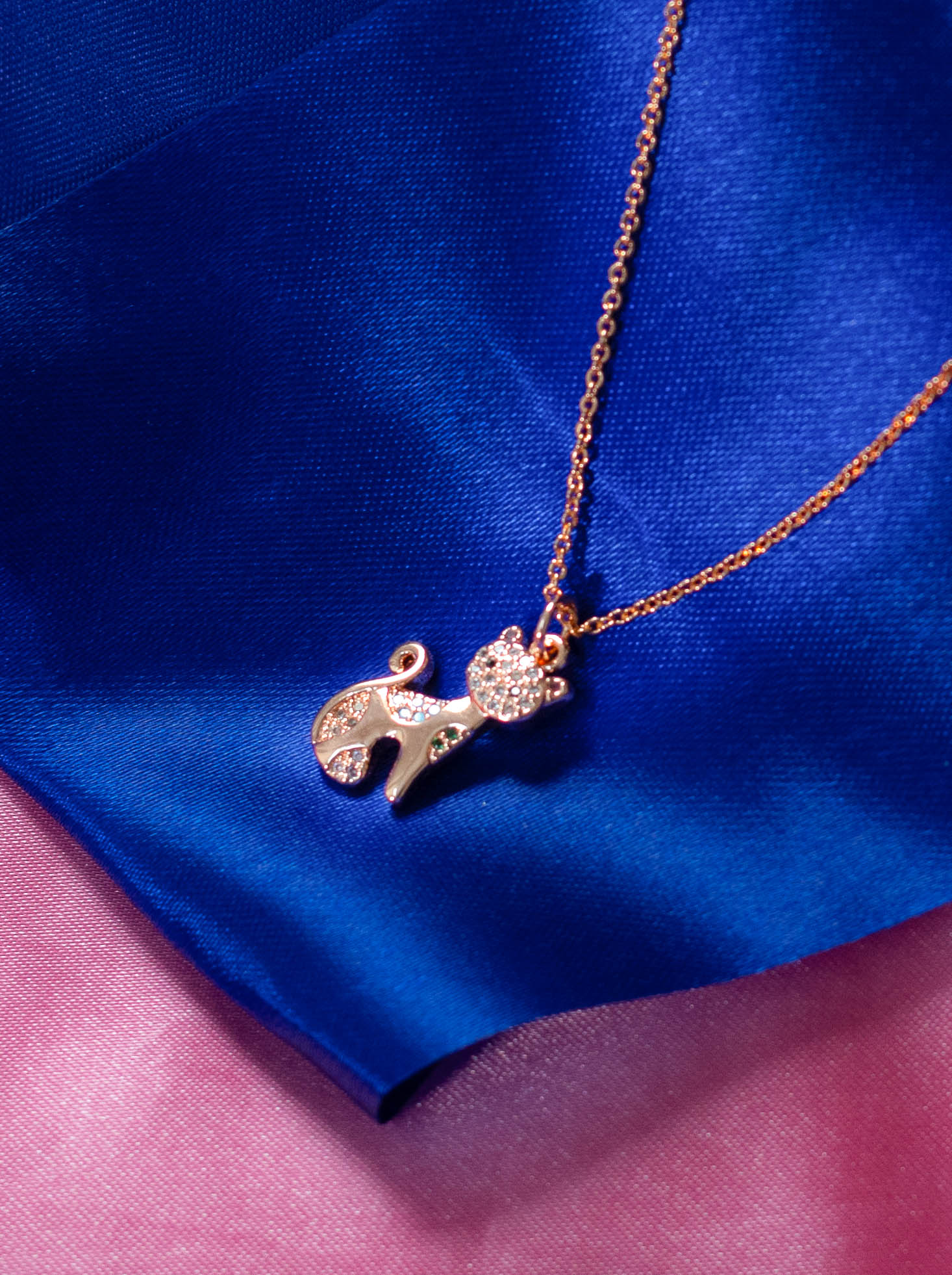 Crystal Cat Pendant Necklace