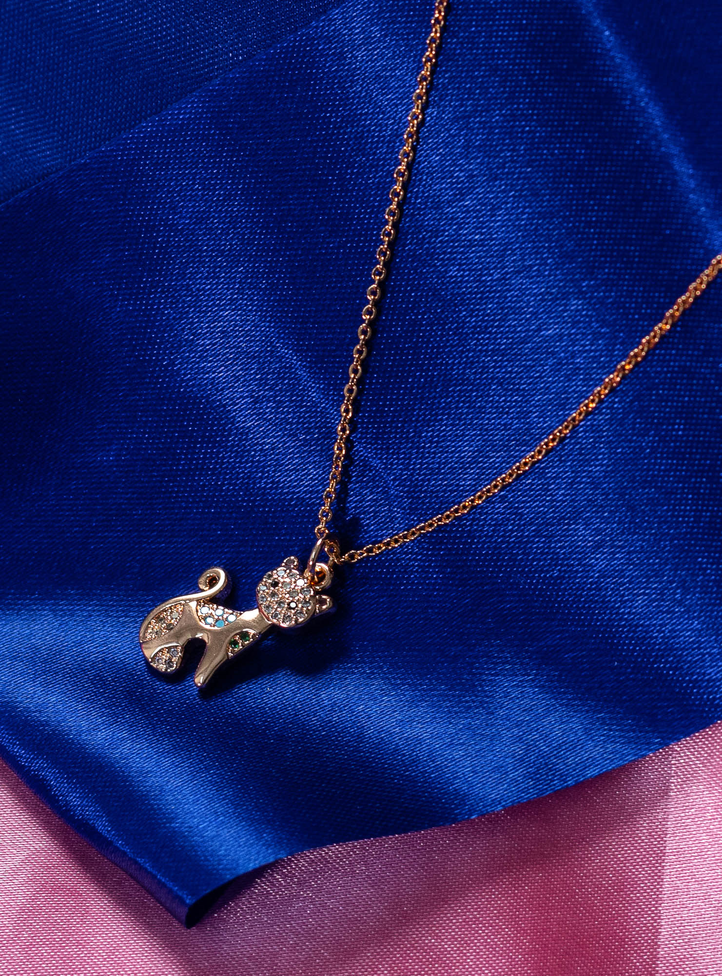 Crystal Cat Pendant Necklace - Image 2