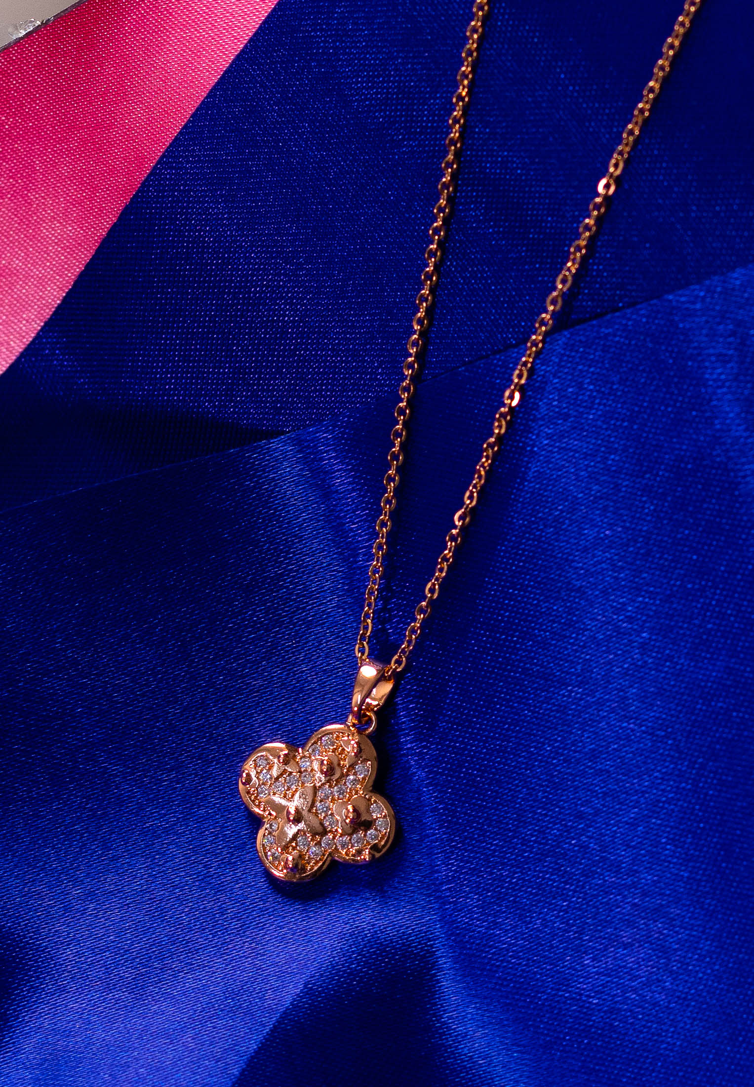 Crystal Clover Pendant Necklace