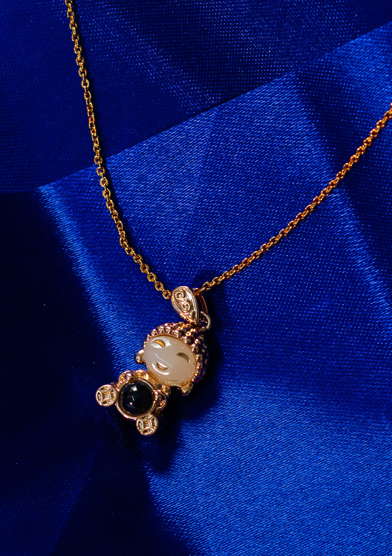 Smiling Buddha Jade Pendant Necklace - Image 2