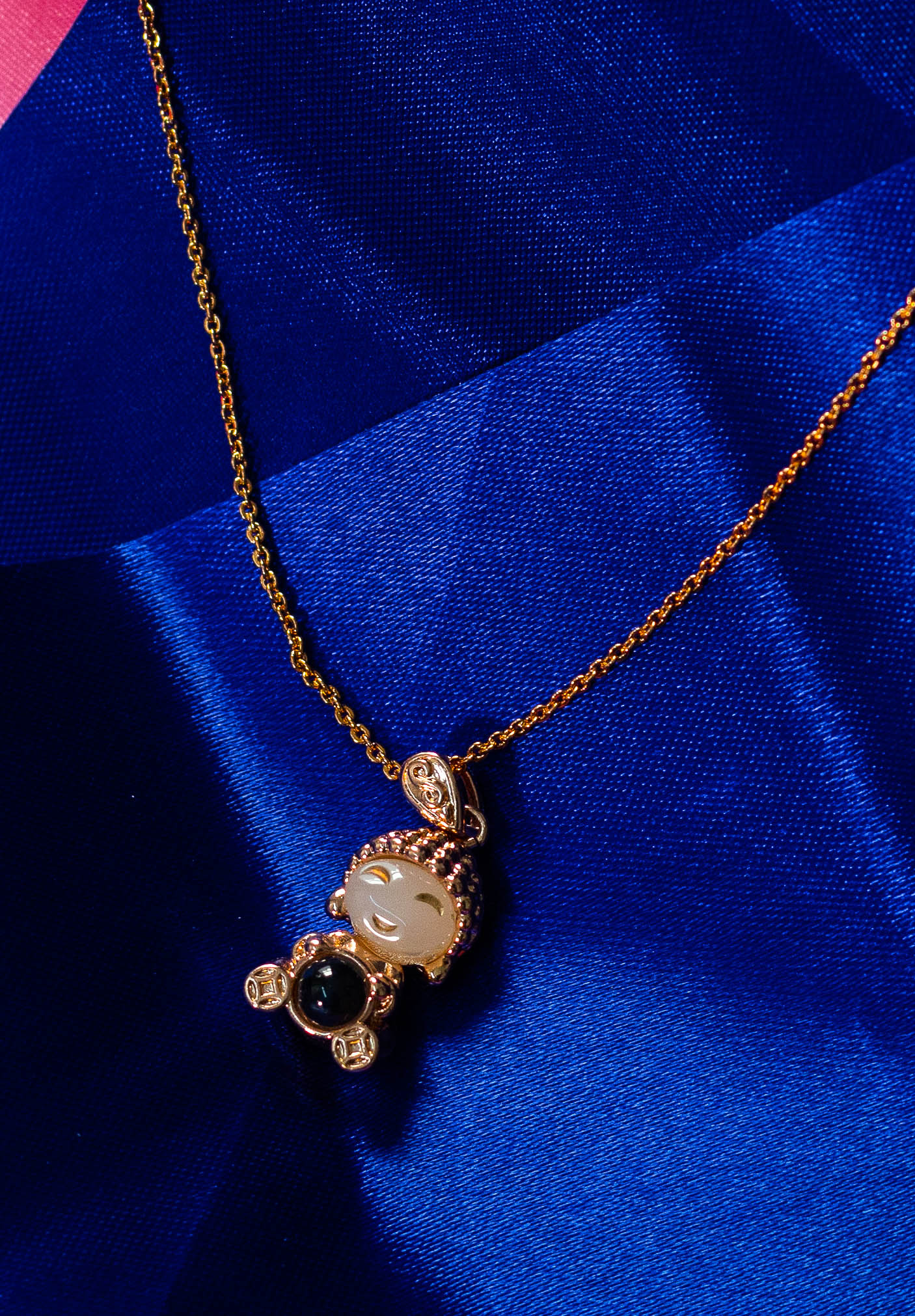 Smiling Buddha Jade Pendant Necklace