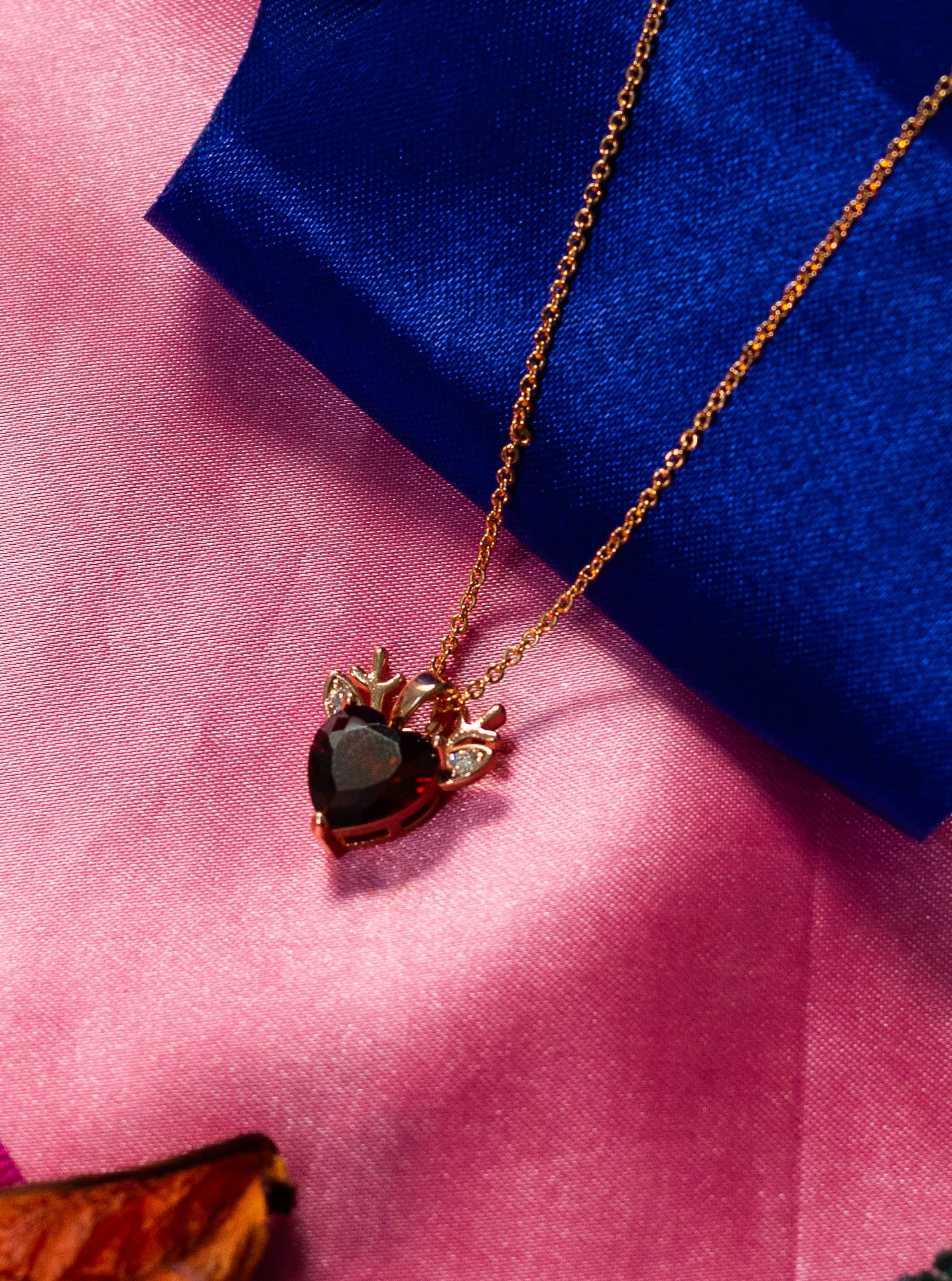 Heart Pendant Necklace with Crystal Crown Detail - Image 2