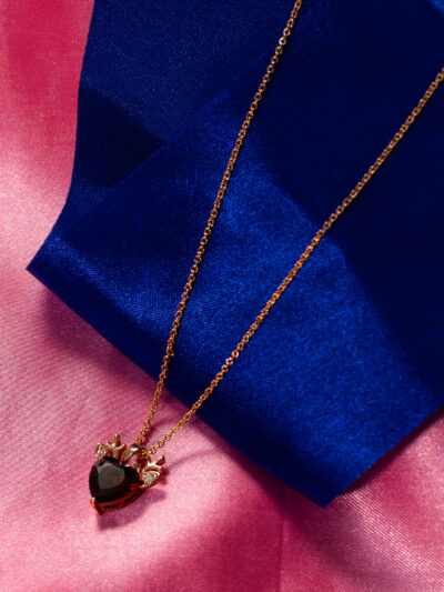 Heart Pendant Necklace with Crystal Crown Detail