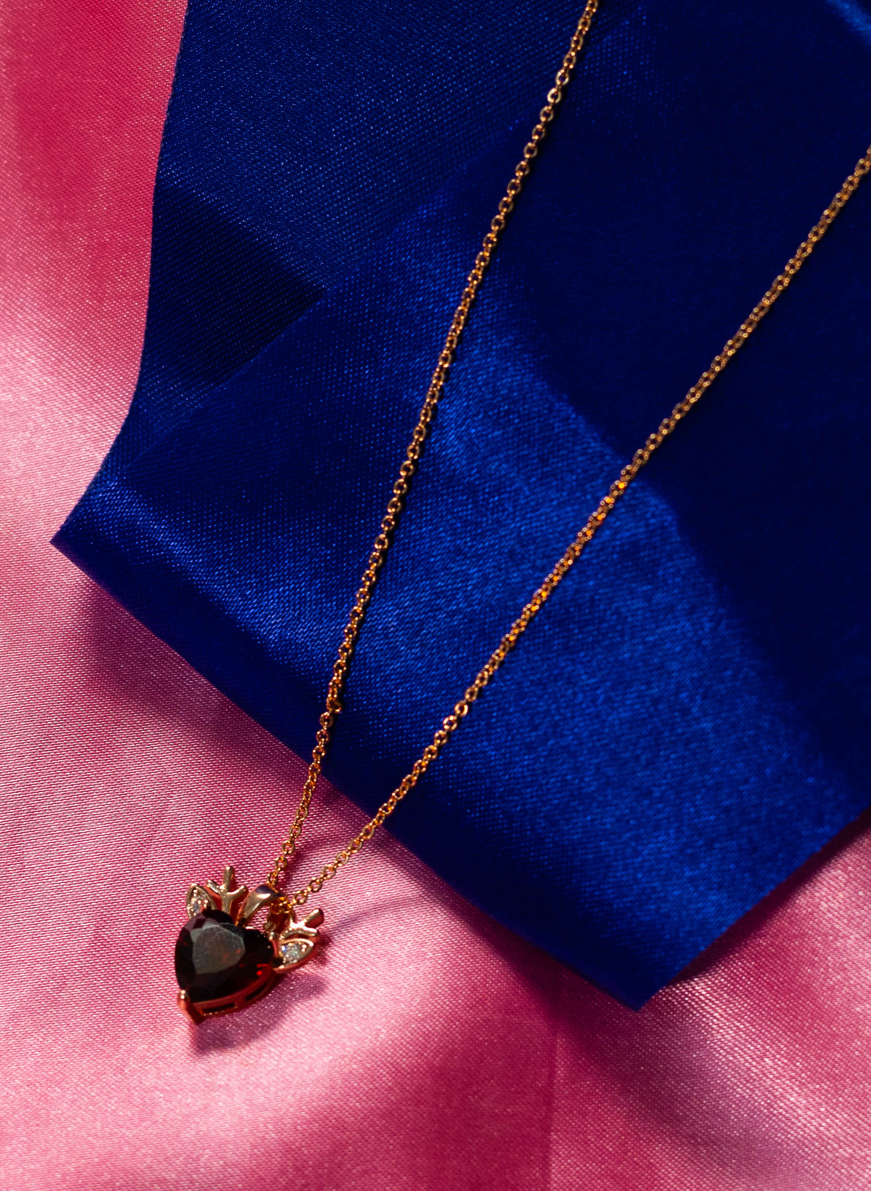 Heart Pendant Necklace with Crystal Crown Detail