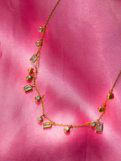 Dainty Gemstone & Bead Charm Necklace