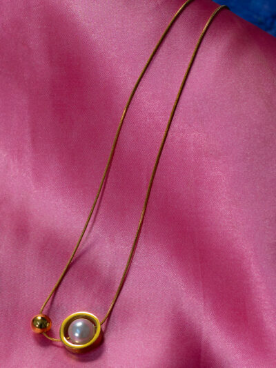 Pearl & Gold Orbit Pendant Necklace