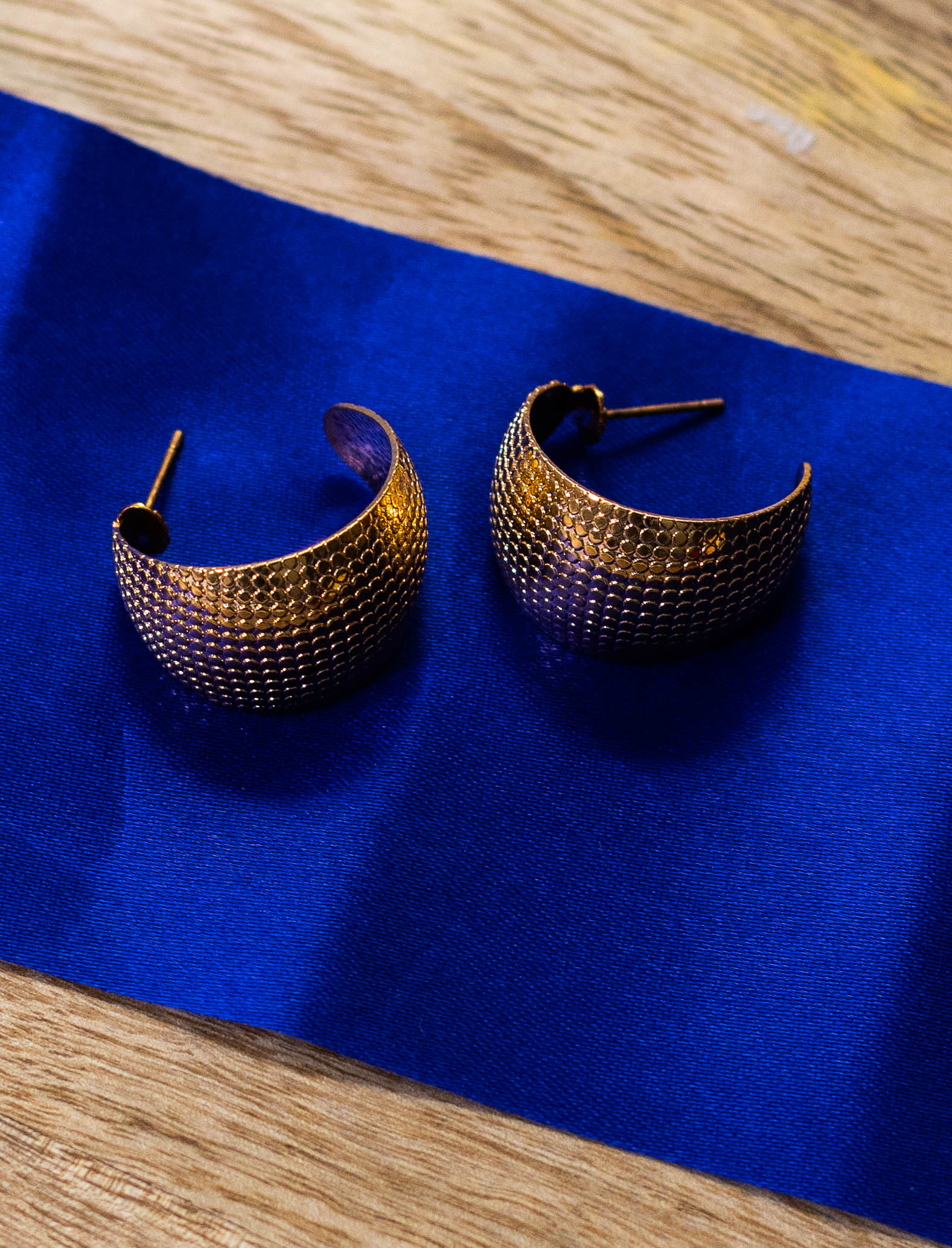 Textured Crescent Hoop Earrings