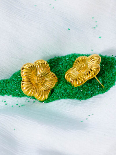 Textured Flower Stud Earrings
