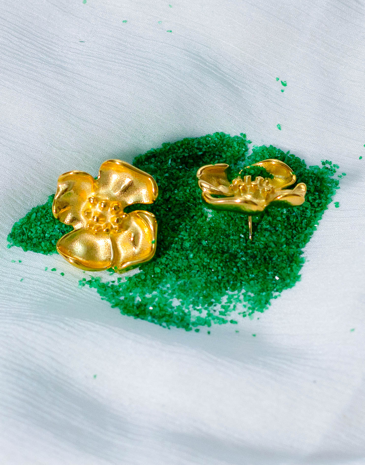 Textured Petal Stud Earrings - Image 2