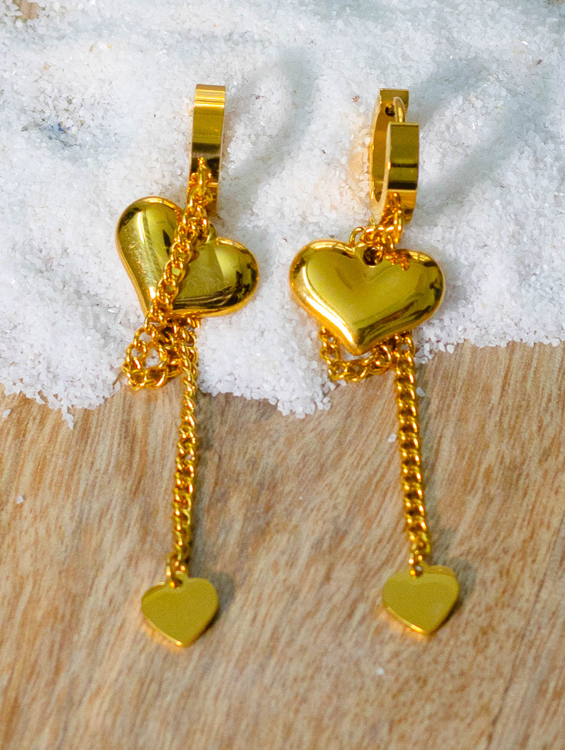 Dangling Heart Chain Earrings