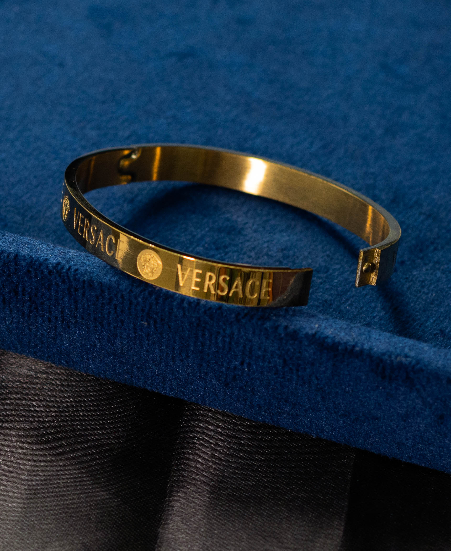 Versace Inspired Gold-Tone Bangle Bracelet for Men - Image 2