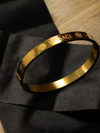 Versace Inspired Gold-Tone Bangle Bracelet for Men