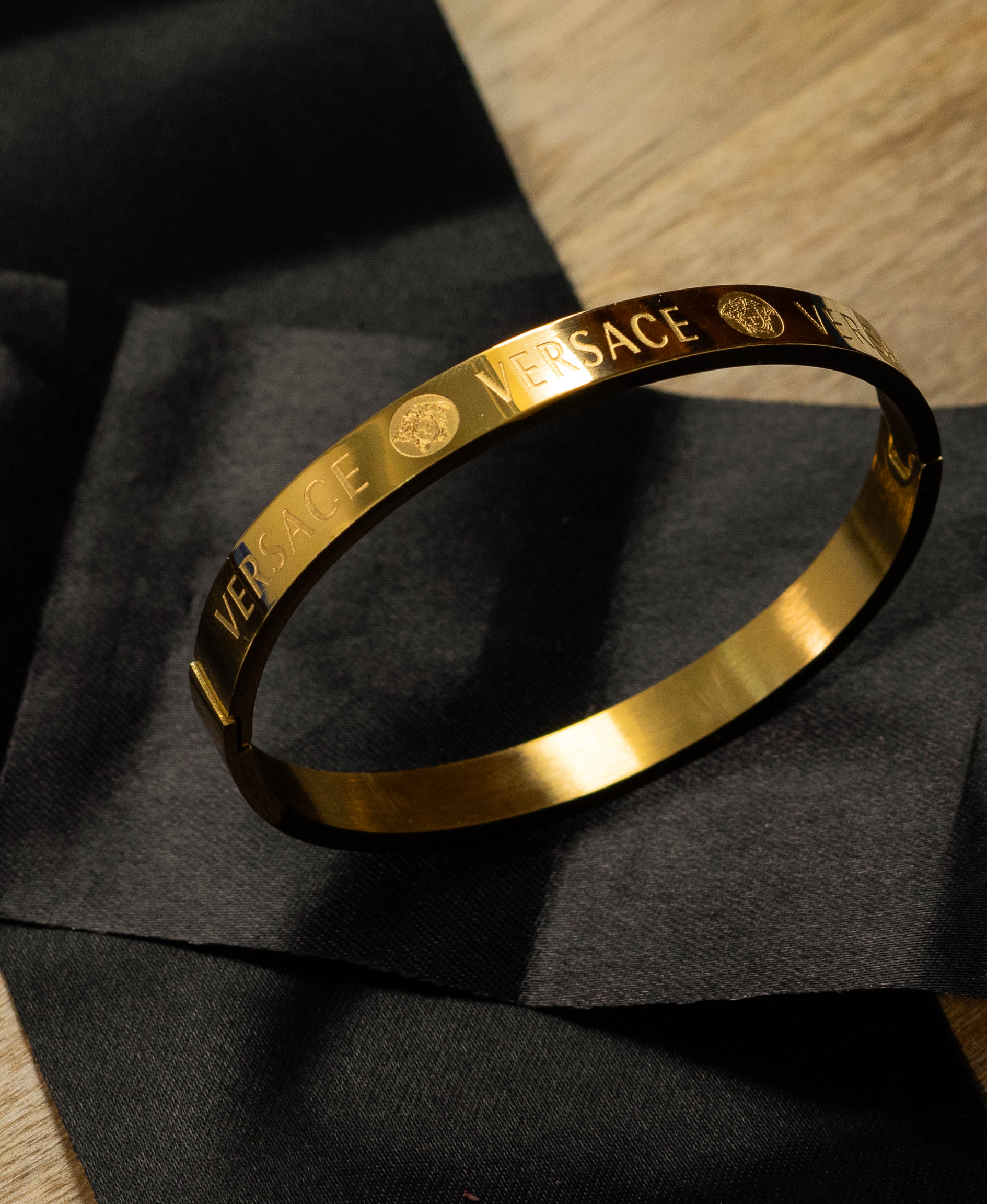 Versace Inspired Gold-Tone Bangle Bracelet for Men