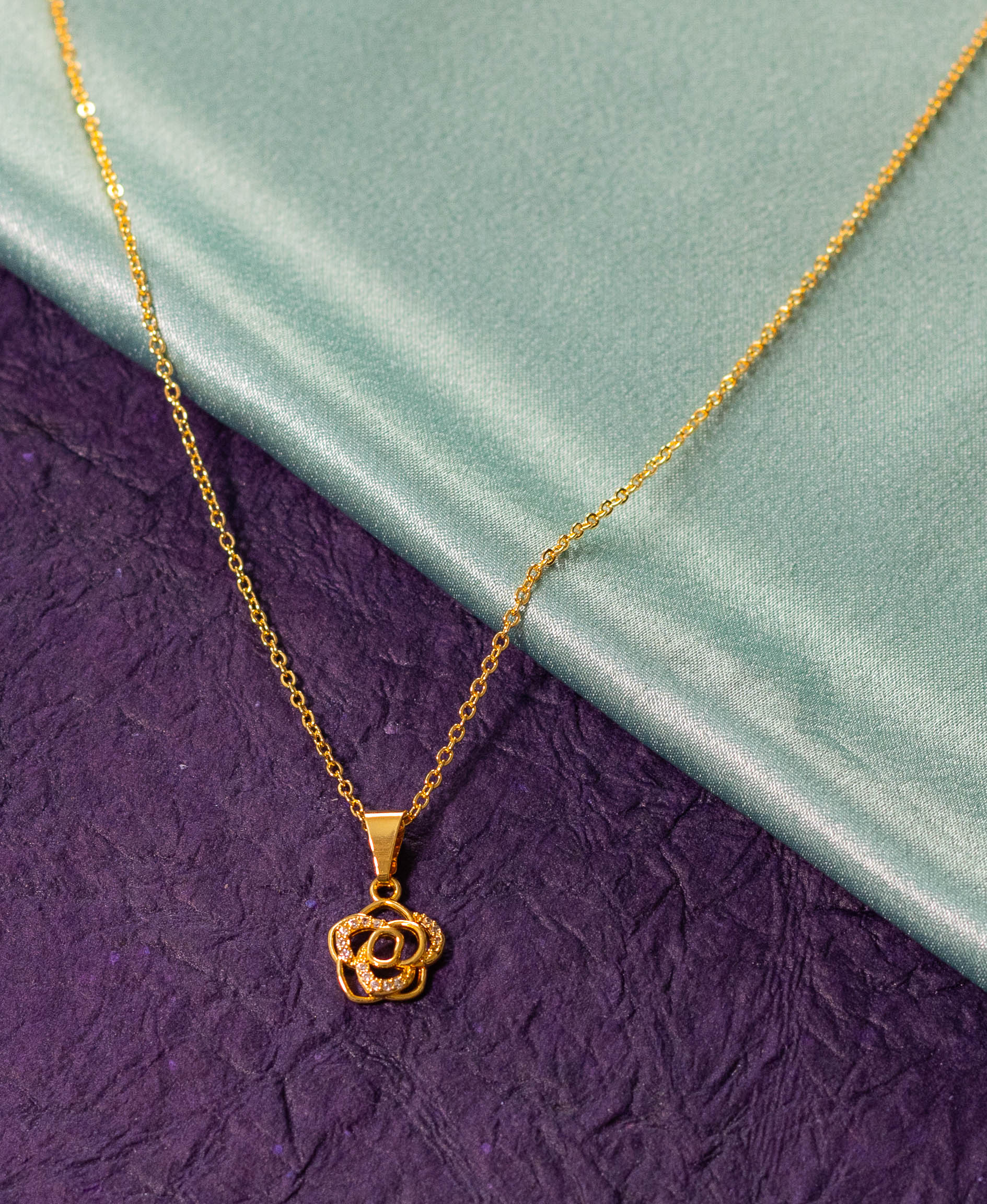 Crystal Rose Pendant Necklace