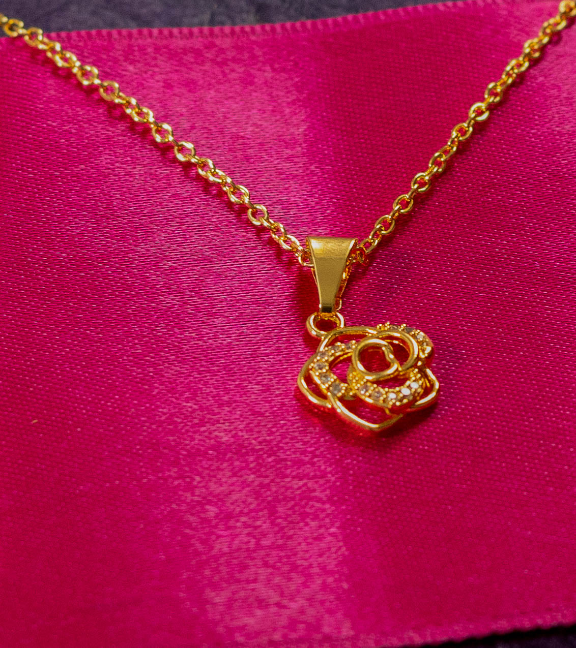 Crystal Rose Pendant Necklace