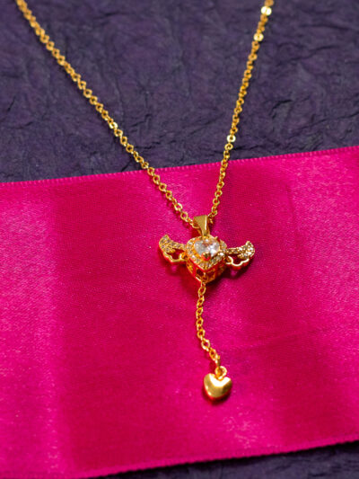 Crystal Heart and Wing Necklace