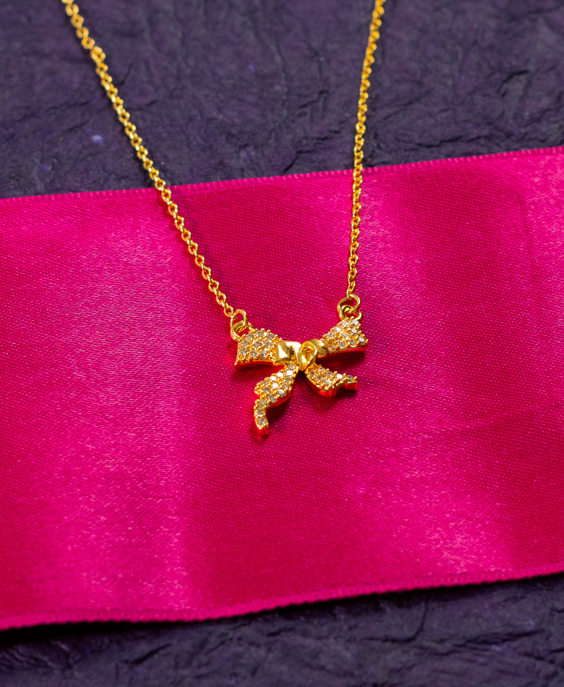 Crystal Bow Pendant Necklace - Image 2