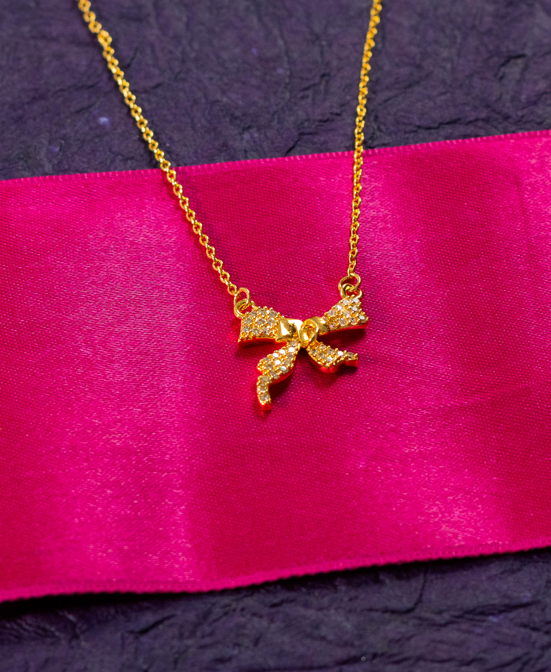 Crystal Bow Pendant Necklace