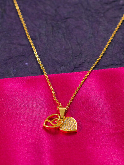 Double Heart Pendant Necklace