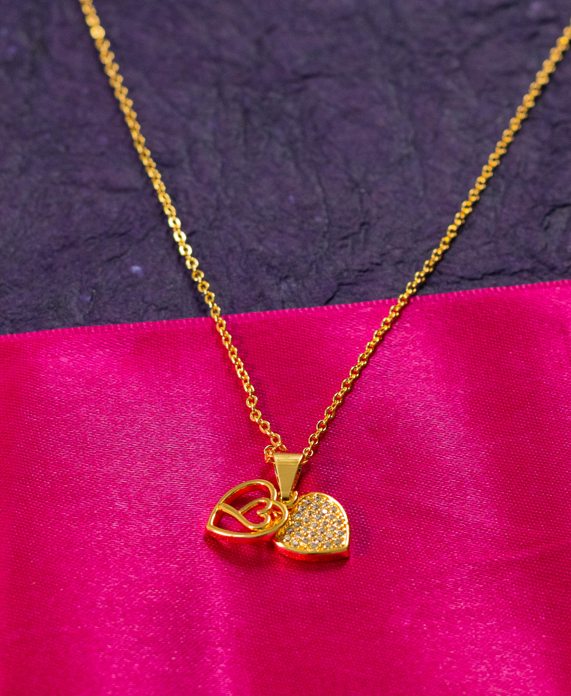 Double Heart Pendant Necklace