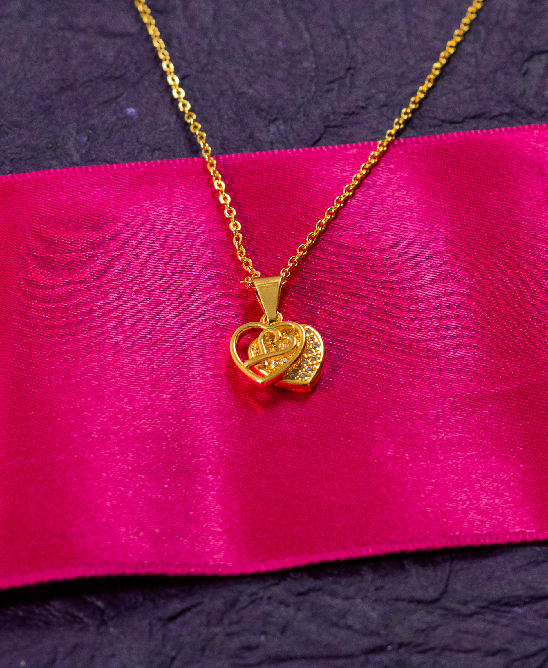 Double Heart Pendant Necklace - Image 2