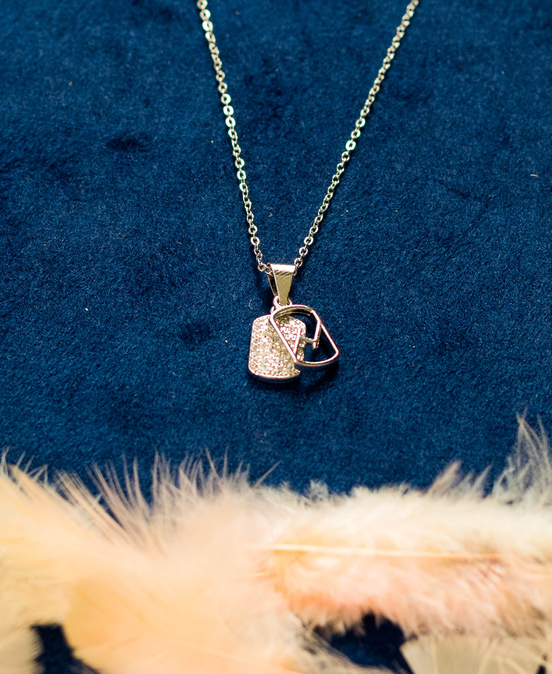 Sparkling Double Heart Pendant Necklace