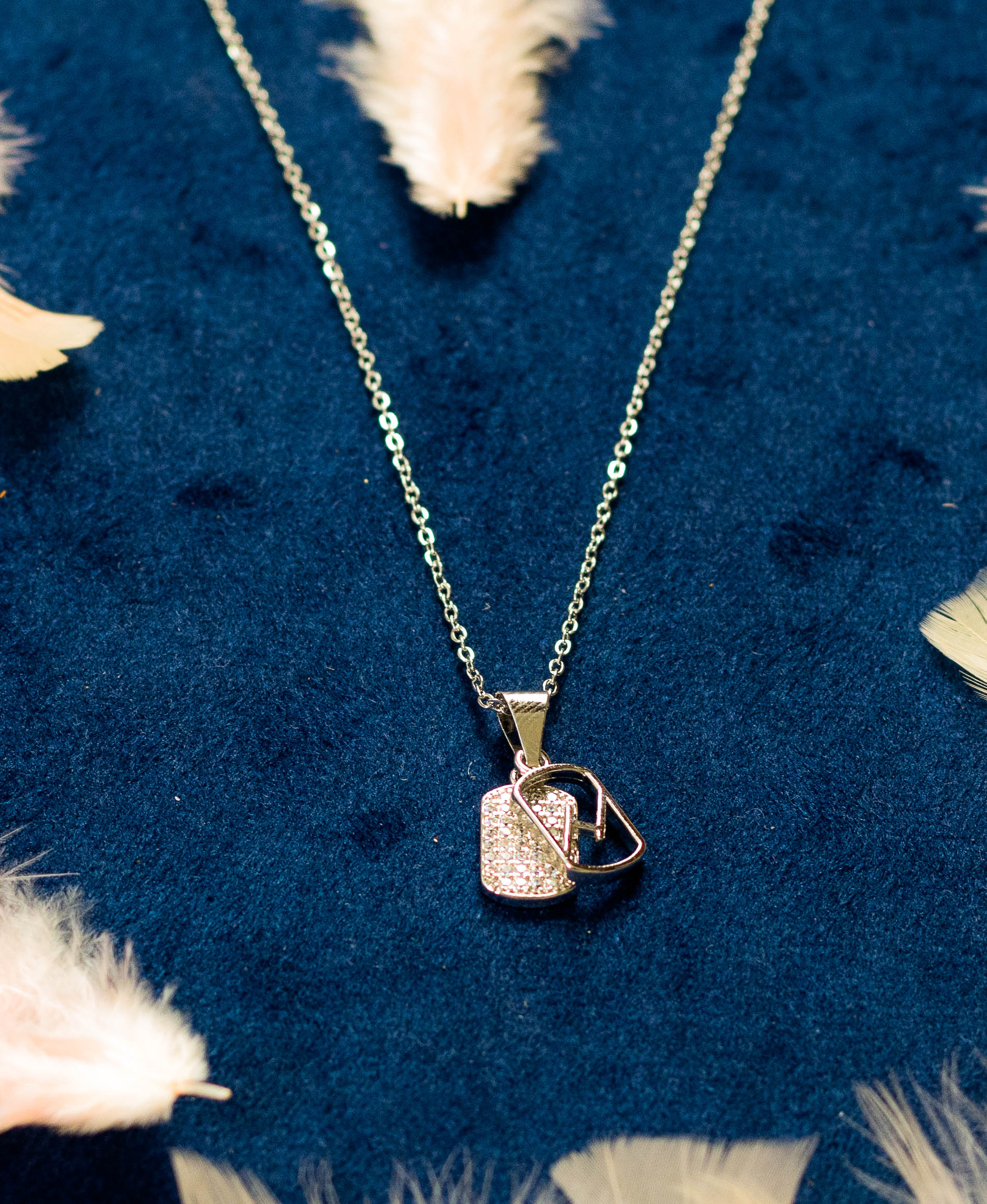 Sparkling Double Heart Pendant Necklace - Image 2