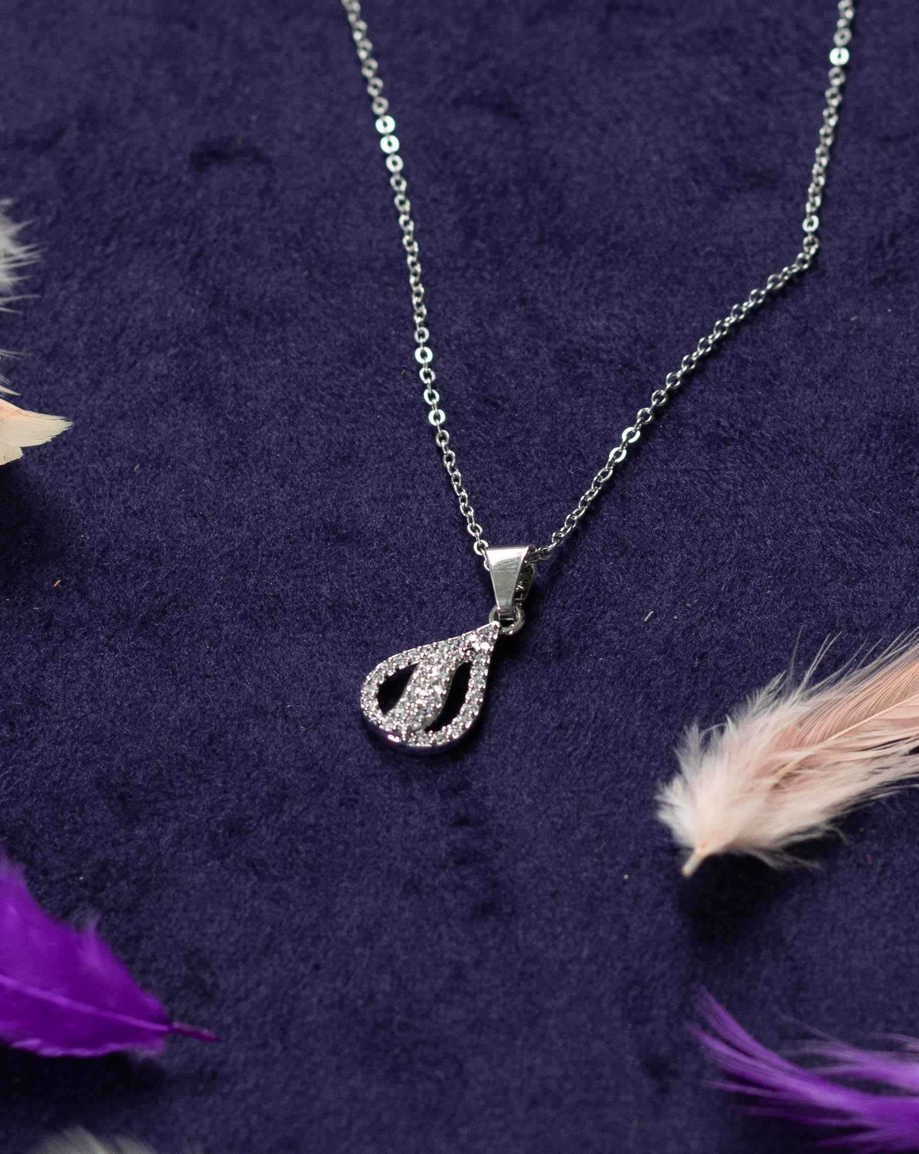 Crystal Teardrop Pendant Necklace - Image 2