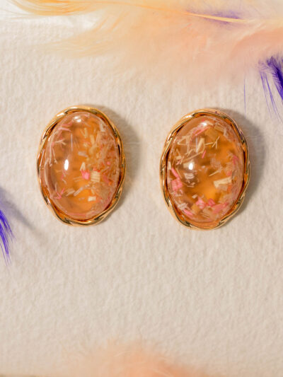 Textured Stone Stud Earrings