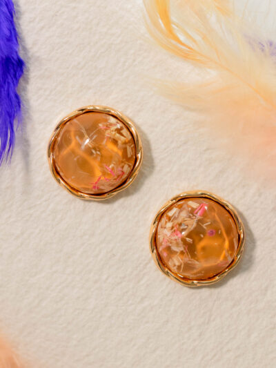 Textured Stone Stud Earrings (Rounded)