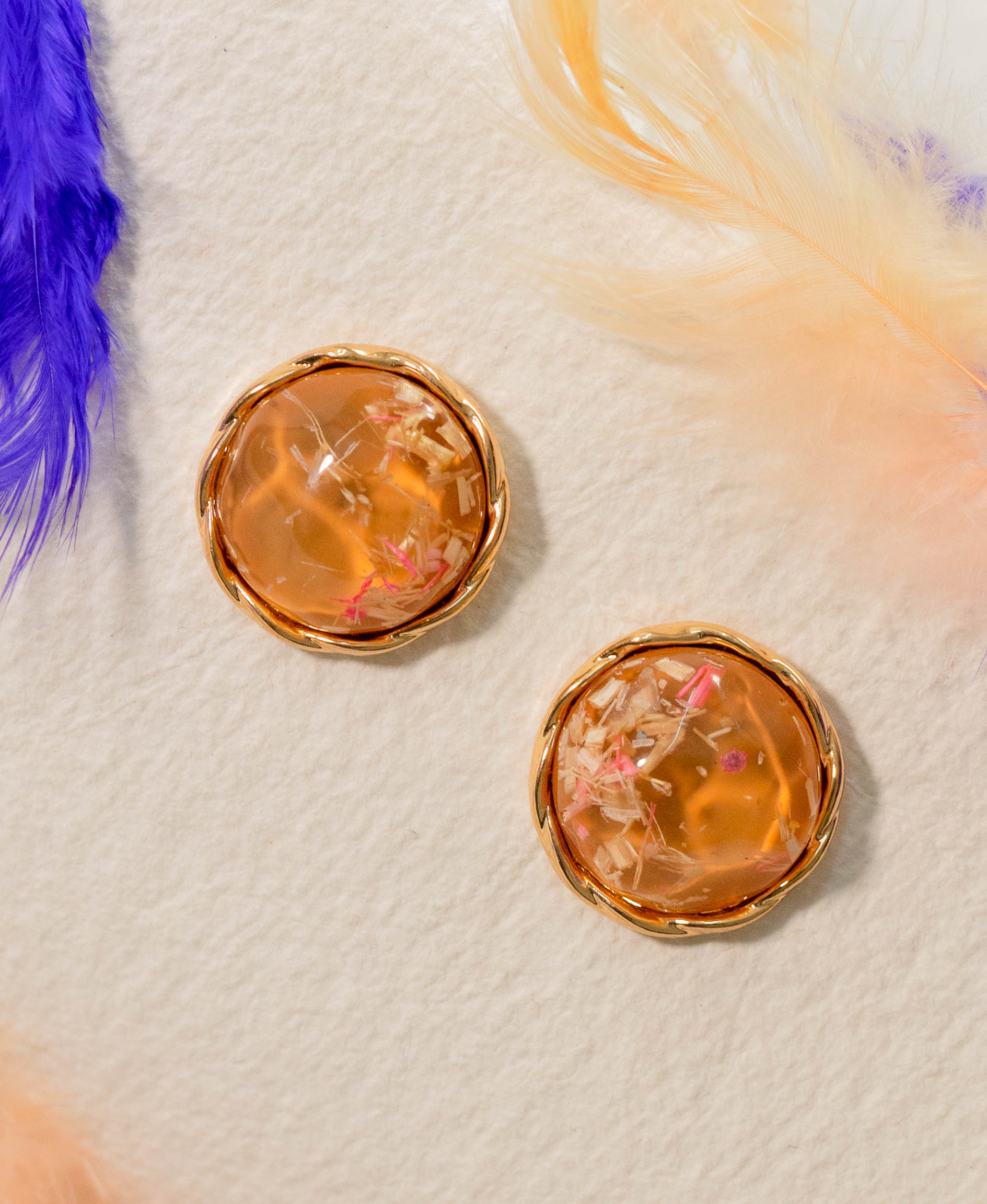 Textured Stone Stud Earrings (Rounded)