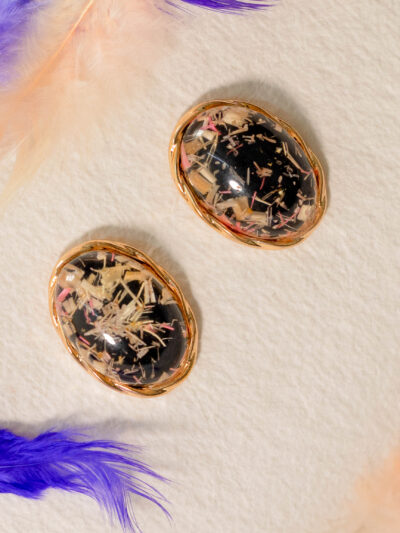 Black Abstract Resin Stud Earrings