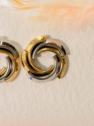 Interlocking Tri-Tone Hoop Earrings