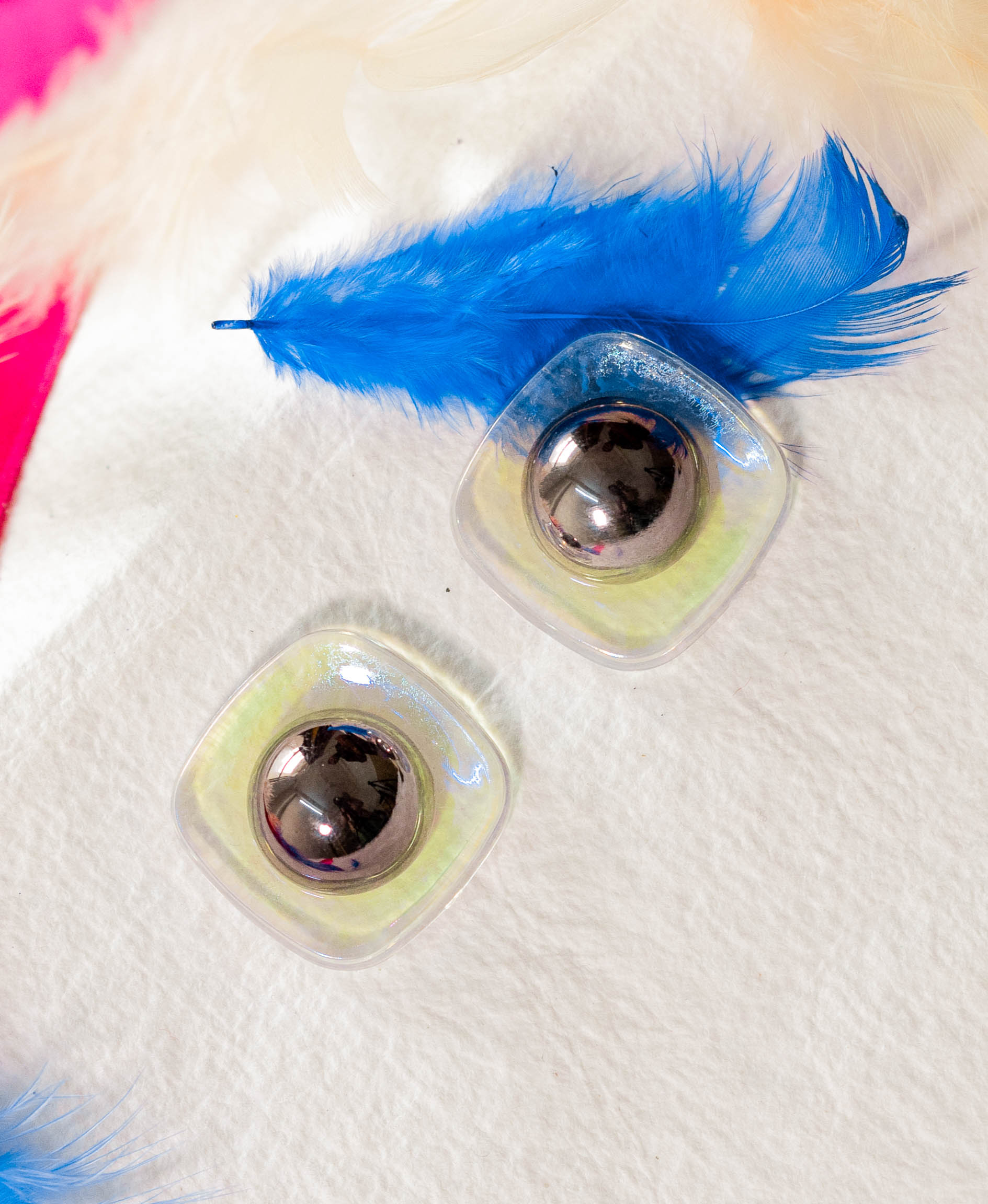 Iridescent Button Stud Earrings - Image 2