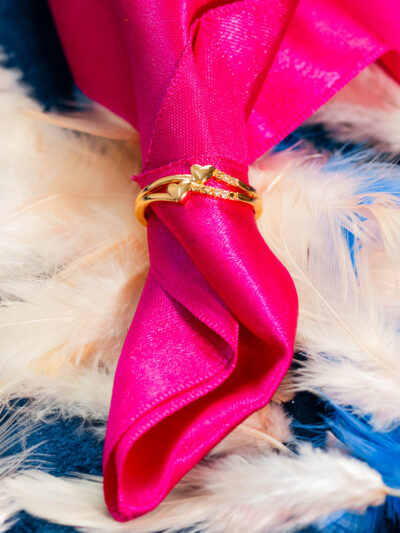 Double Heart Crystal Stacking Ring