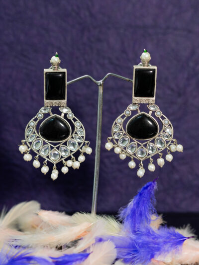 Black Onyx & Pearl Drop Earrings