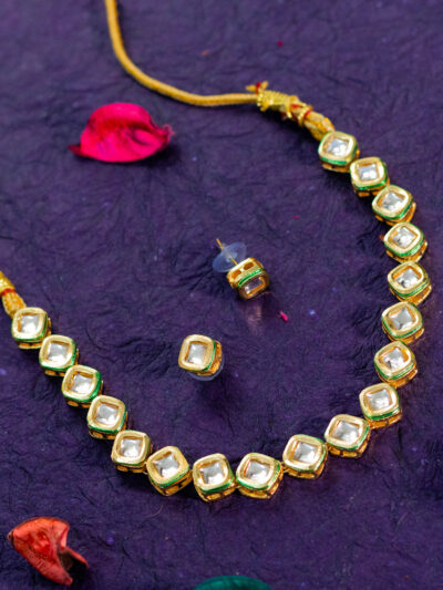 Single Line Kundan Necklace Set