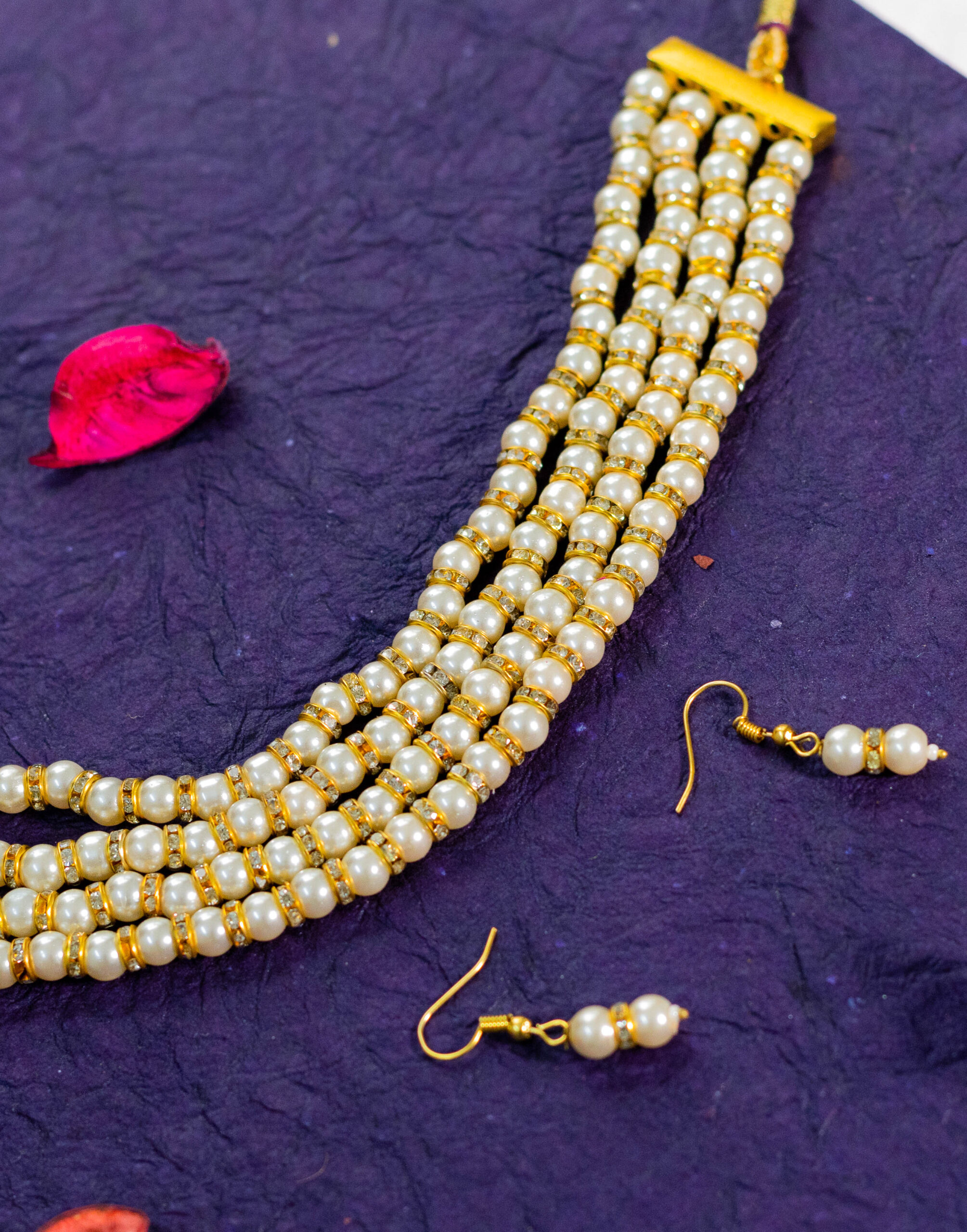 Five-Strand Pearl & Crystal Necklace Set