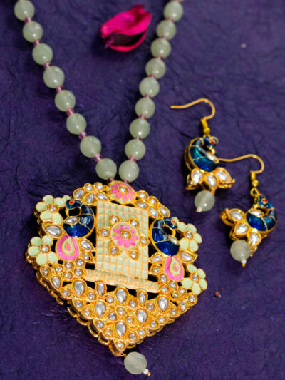 Enamel Peacock Pendant Necklace Set