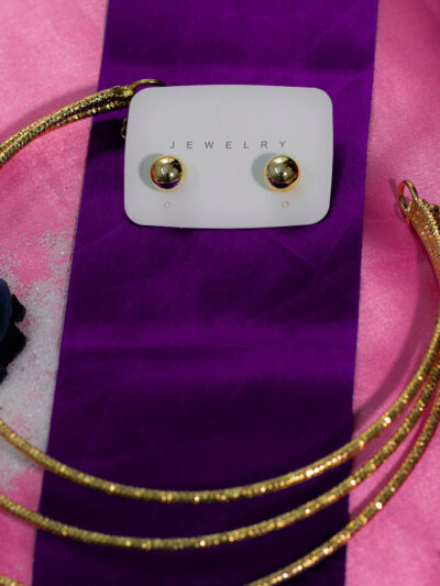 Gold Multi-Strand Necklace & Stud Earring Set